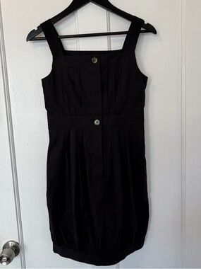 Theory Black Pleated Button-Front Mini Dress